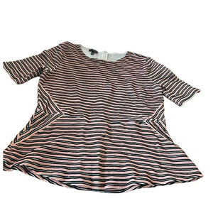 Talbots peach & black striped  knit top, size medium